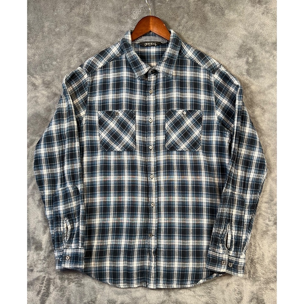 Gramicci Shirt Mens Large Blue Plaid Cotton Gauze Soft Outdoors Cabincore